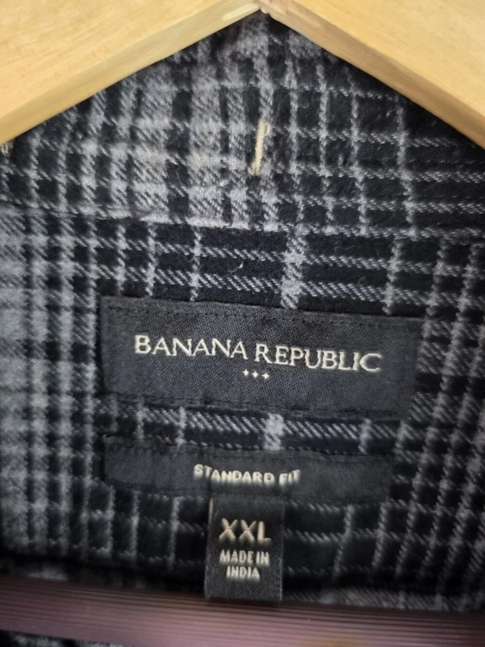 Banana Republic Men's Flannel Shirt Size XXL Black Plaid Long Sleeve Button Down